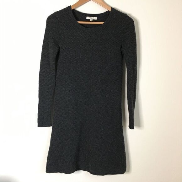 Madewell 100% Merino Wool Walkway Sweater Dress Black‎ Long Sleeve Size XS - Picture 4 of 7
